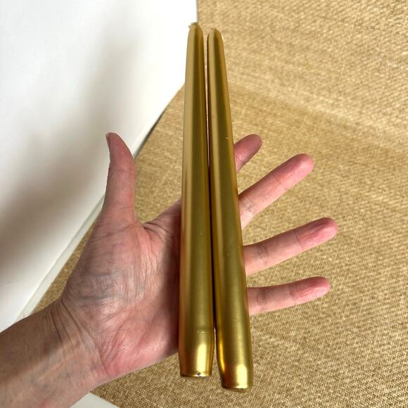 Vintage Pier 1 Gold Taper Candles Set of 2 in Box Metallic Unused - Picture 5 of 5